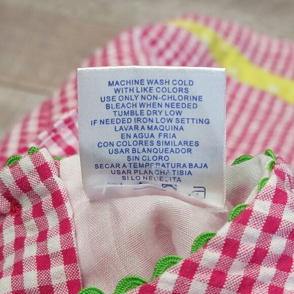 Toddler Dress 2T Seersucker Baby Togs Ladybug Flowers Pink Gingham Embroidered - Picture 7 of 8